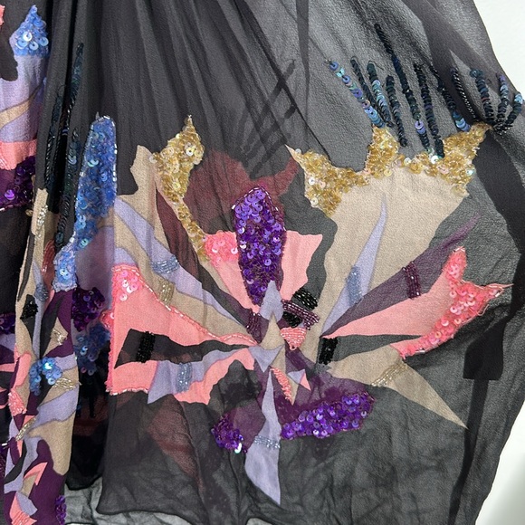 All Saints spitalfields sequin 100% silk sheer mini dress size 14 - Picture 3 of 11